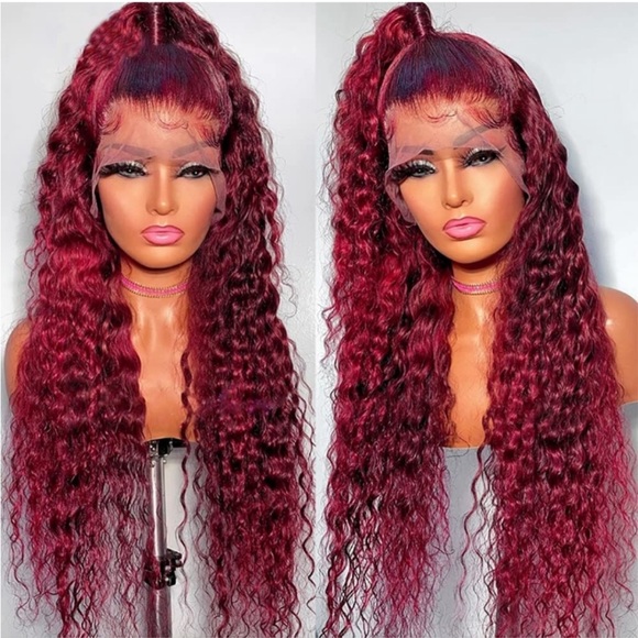 22” Dark Red Burgundy DEEPWAVY Lace Front Wig NEW
